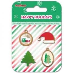 Elementy metalowe Scrap Berry's Happy Holidays, 4szt